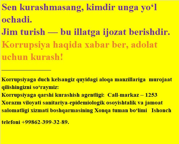 Korrupsiyaga qarshi kurashish bo'yicha ishonch telefonlar